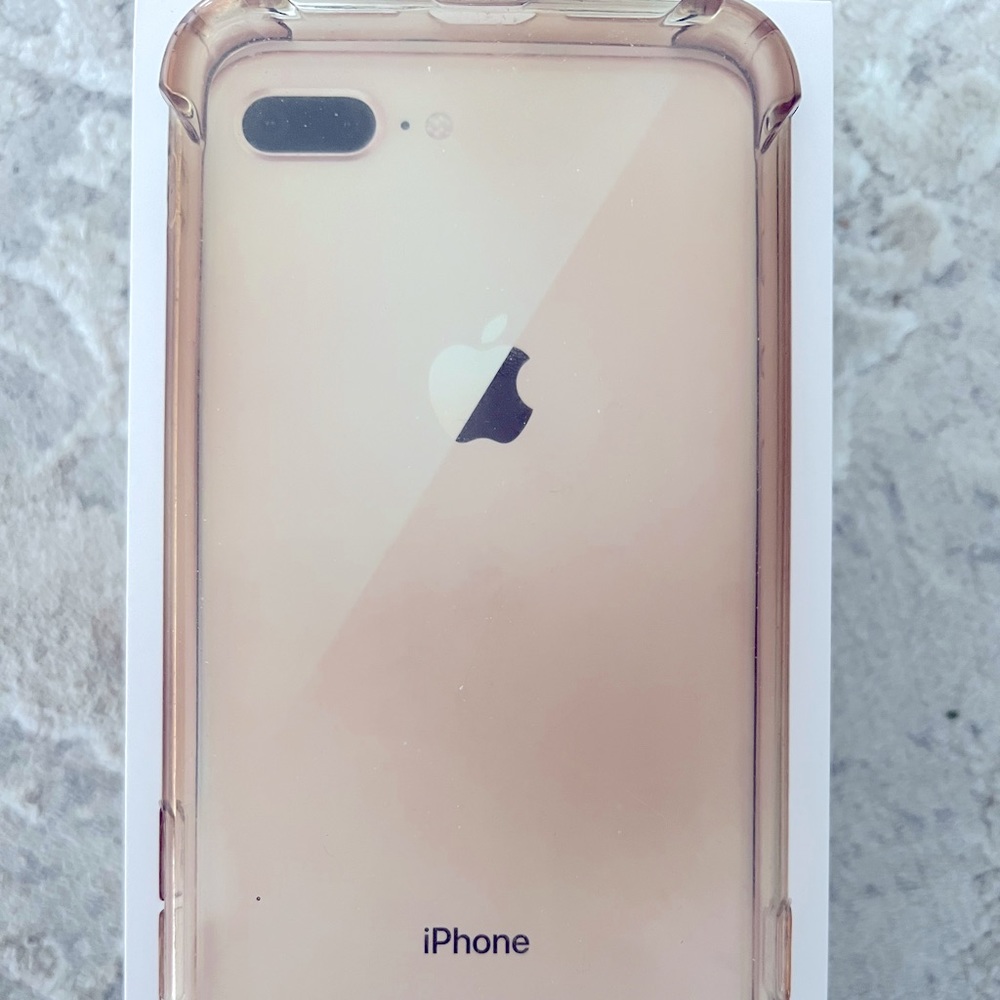🐳iPhone 8 plus flexible (soft, silicone) clear/rose gold phone case, grip